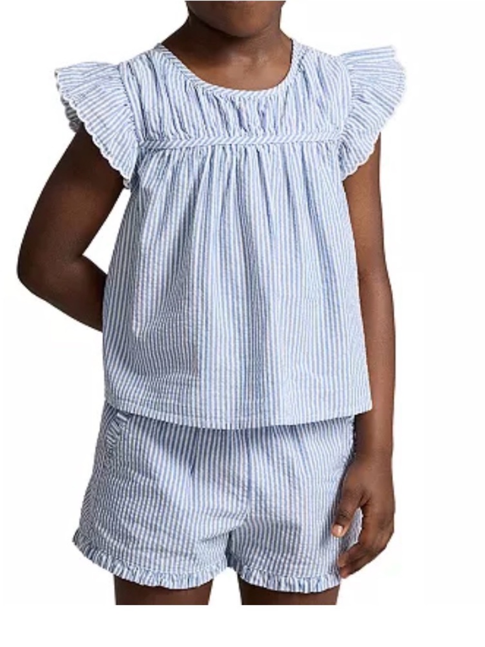 Polo Ralph Lauren Girls Striped Cotton Seersucker Top and Shorts Sz 5